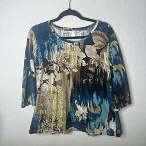 CJ Banks long sleeve top featuring a colorful artsy aesthetic abstract Size 1x